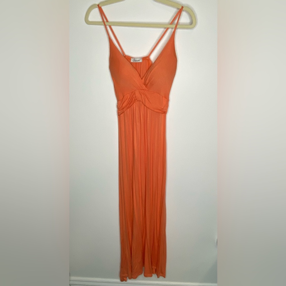 Ounashi Orange Maxi Dress Size L Beach Resort Summer